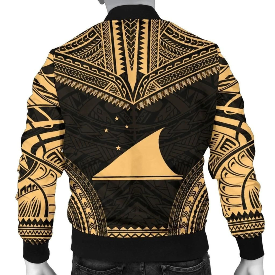 FUNSTUFFPRINT Tokelau Polynesian Chief Men's Bomber Jacket - Gold Version - 3D Bomber Jacket
