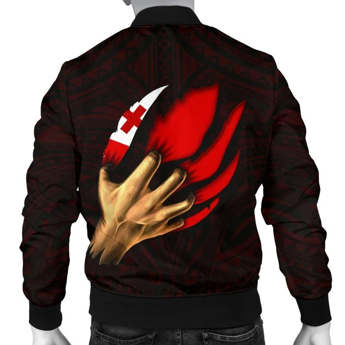 FUNSTUFFPRINT Tonga Men's Bomber Jacket - Tonga In Me (Red) - 3D Bomber Jacket
