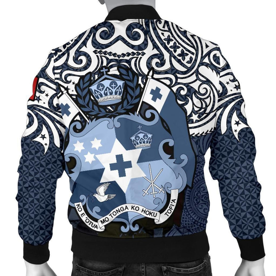 FUNSTUFFPRINT Tonga Polynesian Bomber Jacket (Men) - Tongan Pride (Blue) - 3D Bomber Jacket