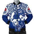 FUNSTUFFPRINT Tonga Polynesian Bomber Jacket (Men) - Tongan Pride (Bright Blue) - 3D Bomber Jacket