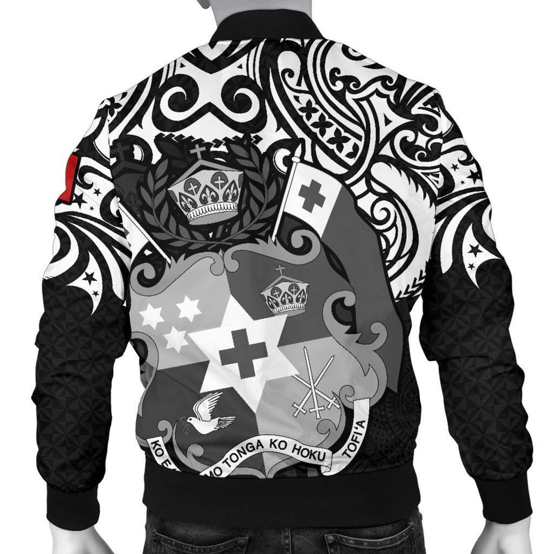 FUNSTUFFPRINT Tonga Polynesian Bomber Jacket (Men) - Tongan Pride (White) - 3D Bomber Jacket