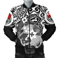FUNSTUFFPRINT Tonga Polynesian Bomber Jacket (Men) - Tongan Pride (White) - 3D Bomber Jacket