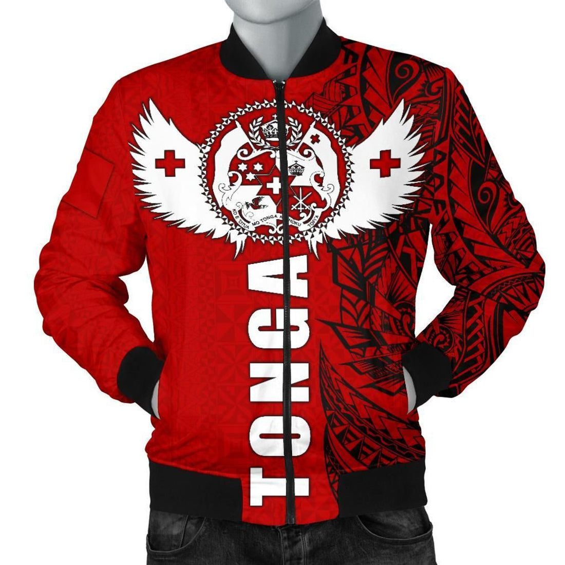 FUNSTUFFPRINT Tonga Polynesian Men's Bomber Jacket - Tonga Wings - 3D Bomber Jacket