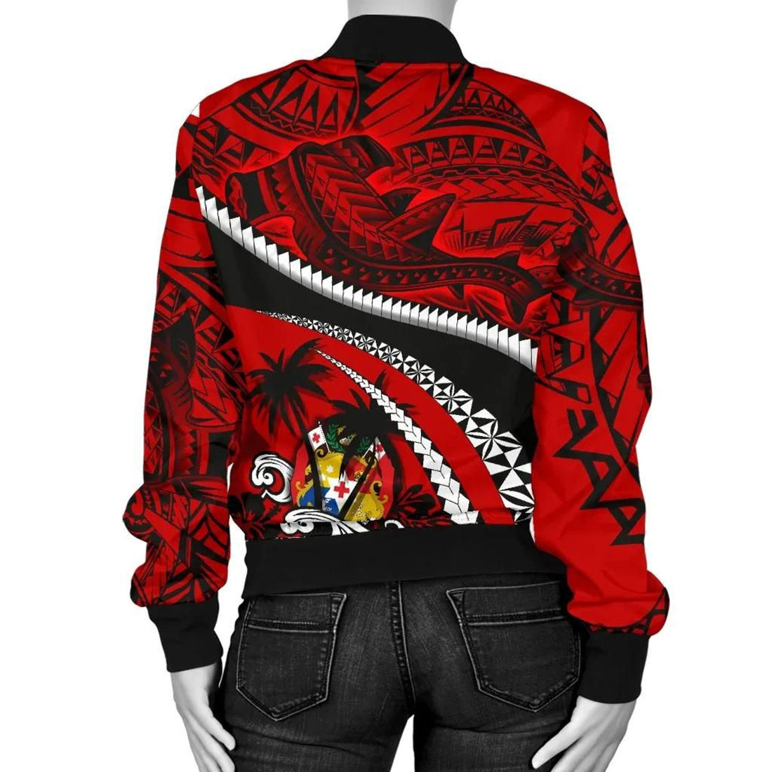 FUNSTUFFPRINT Tonga Polynesian Shark Tattoo Women's 3D Bomber Jacket