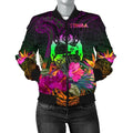 FUNSTUFFPRINT Tonga Polynesian Women's Bomber Jacket - Summer Hibiscus - 3D Bomber Jacket