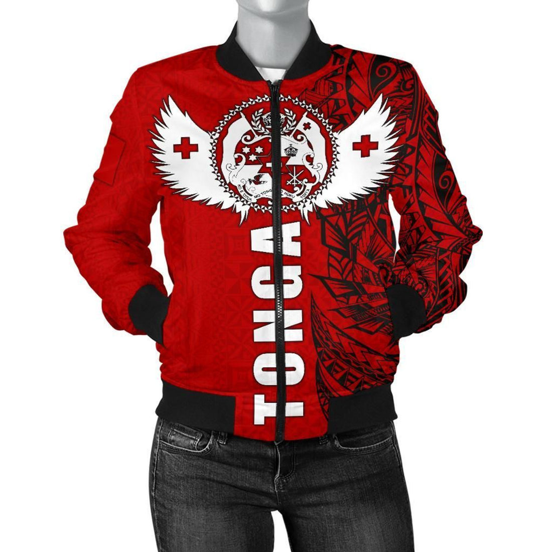 FUNSTUFFPRINT Tonga Polynesian Women's Bomber Jacket - Tonga Wings - 3D Bomber Jacket