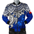 FUNSTUFFPRINT Tonga Polynesian bBomber Jacket (Men) - Blue Turtle - 3D Bomber Jacket