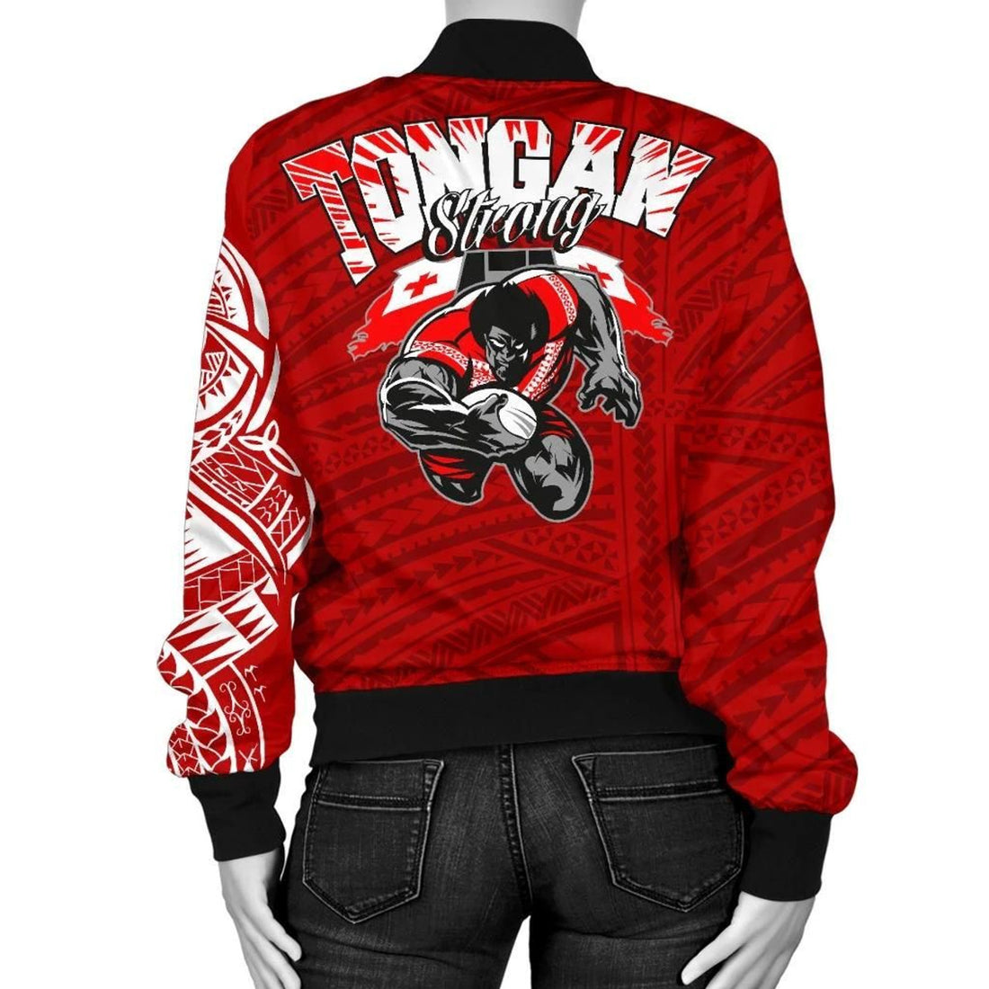 FUNSTUFFPRINT Tongan Strong Polynesian Tattoo Women's 3D Bomber Jacket