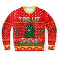 FUNSTUFFPRINT Too Lit To Quit Ugly Christmas Sweater, Christmas Sweater, Ugly Sweater, Funny Xmas Sweaters Ugly Sweater
