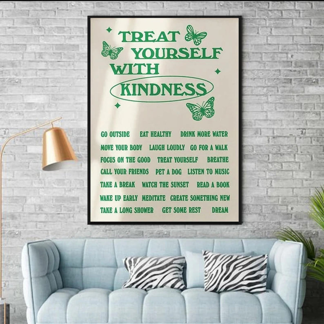 Treat Yourself With Kindness, Poster Decor, Go Outside Eat Healthy Drink More Water, Healthy Poster Poster and Canvas