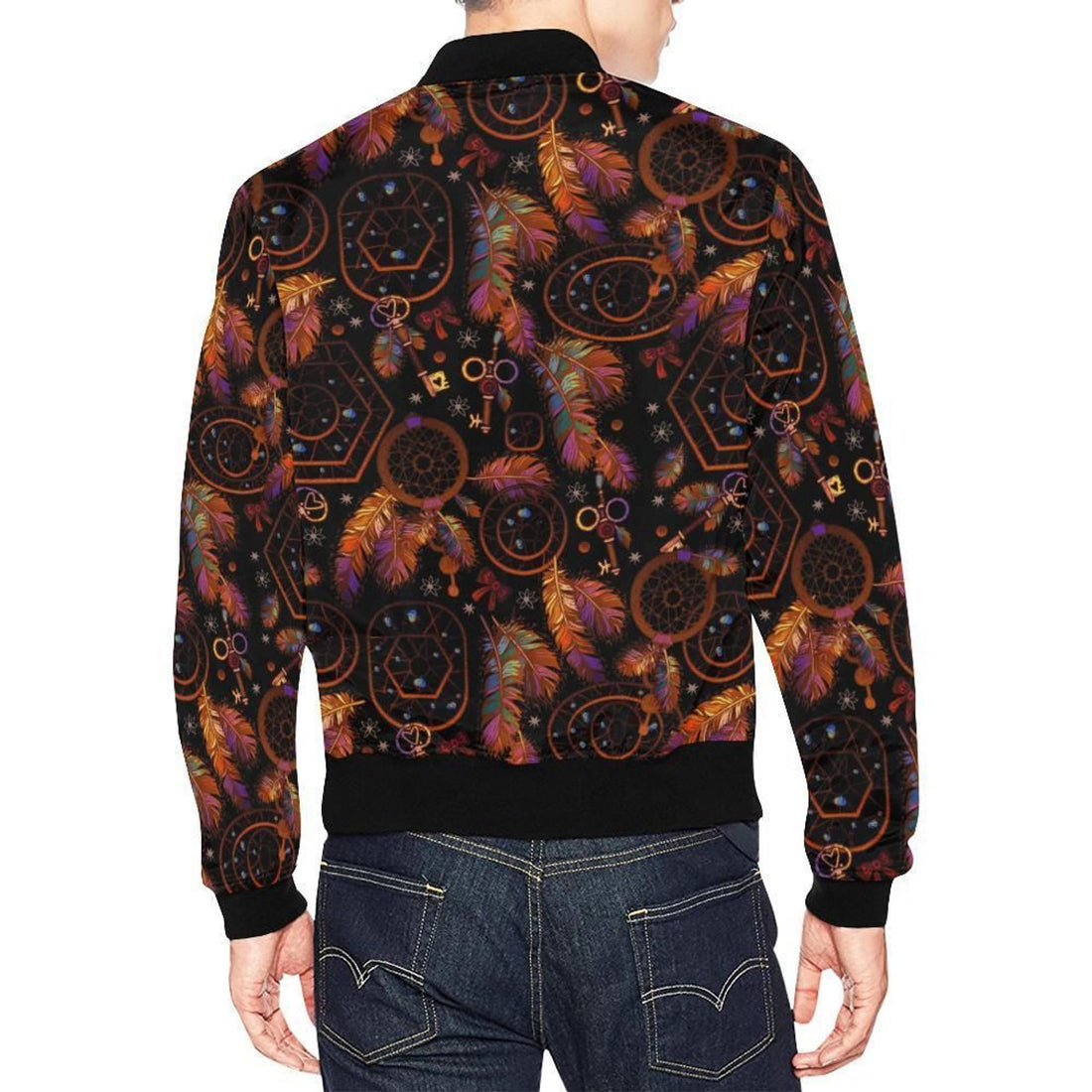 FUNSTUFFPRINT Tribal Dream Catcher Feather Pattern Print Mens 3D Bomber Jacket