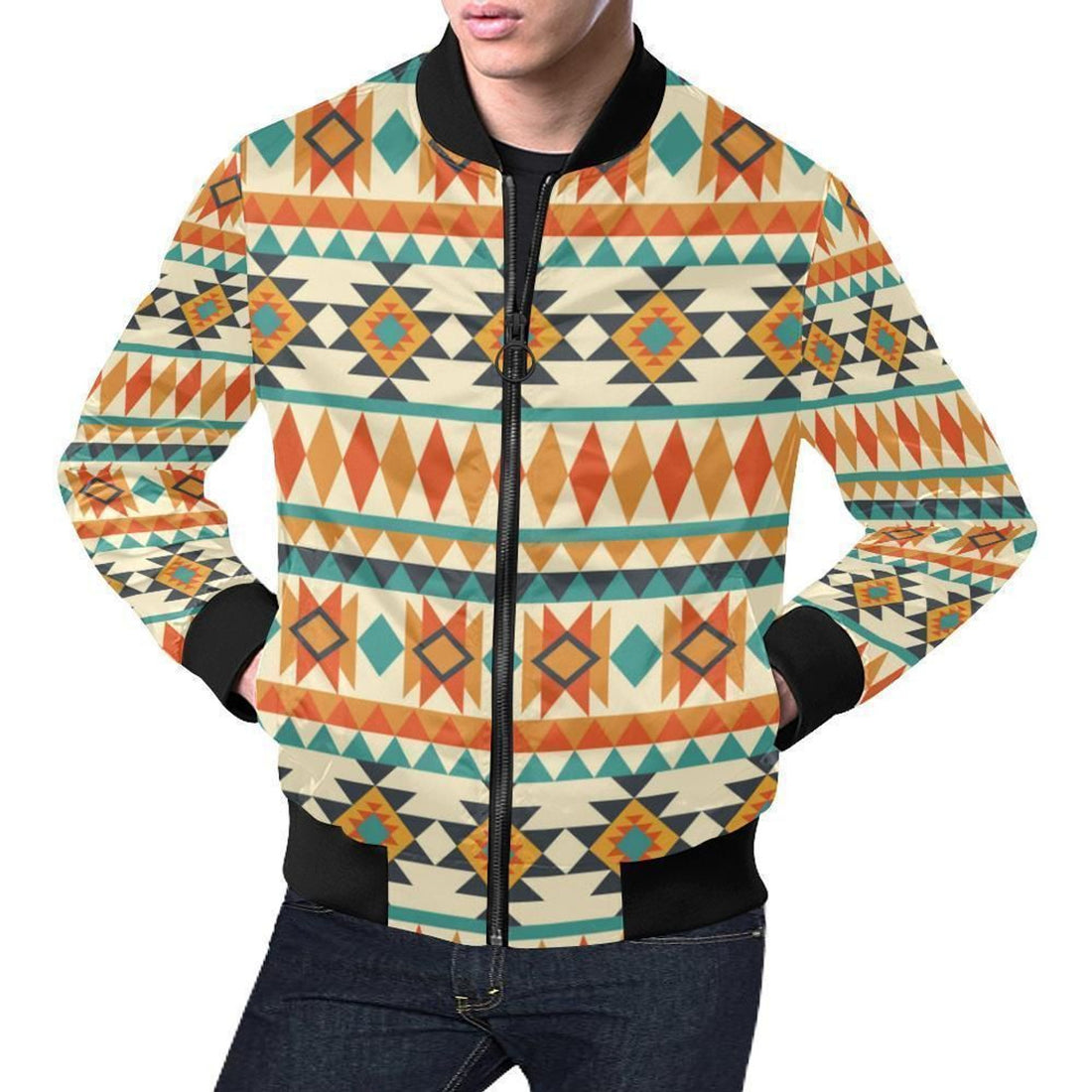 FUNSTUFFPRINT Tribal Native American Aztec Indians Navajo Print Mens 3D Bomber Jacket