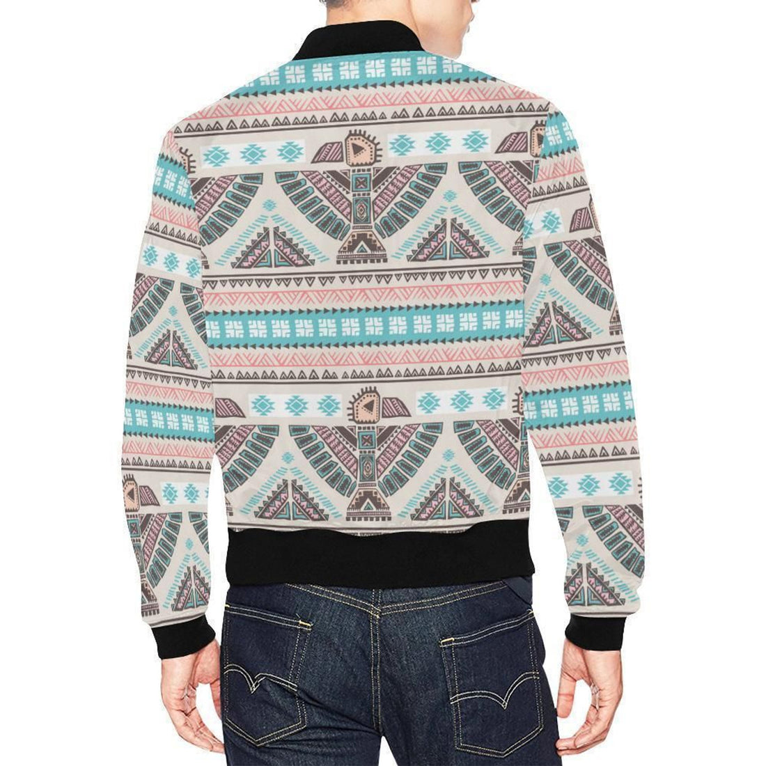 FUNSTUFFPRINT Tribal Native Indians American Aztec Navajo Print Mens 3D Bomber Jacket