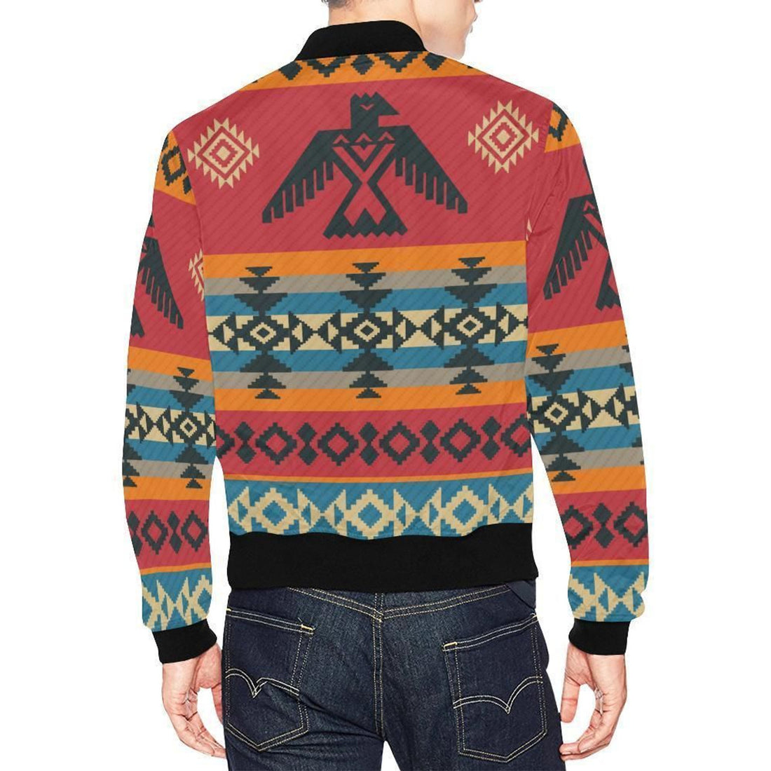 FUNSTUFFPRINT Tribal Navajo Native Indians American Aztec Print Mens 3D Bomber Jacket