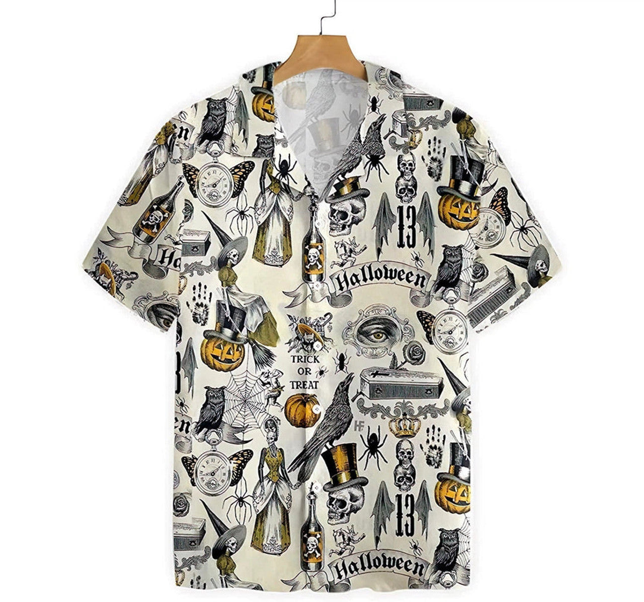 Trickery Halloween Summer Clothes Hawaiian Shirt, Button Up Aloha Shirt For Men, Women