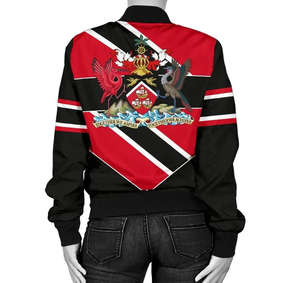 FUNSTUFFPRINT Trinidad and Tobago Women's Bomber Jacket - Pro Energy 3D Bomber Jacket