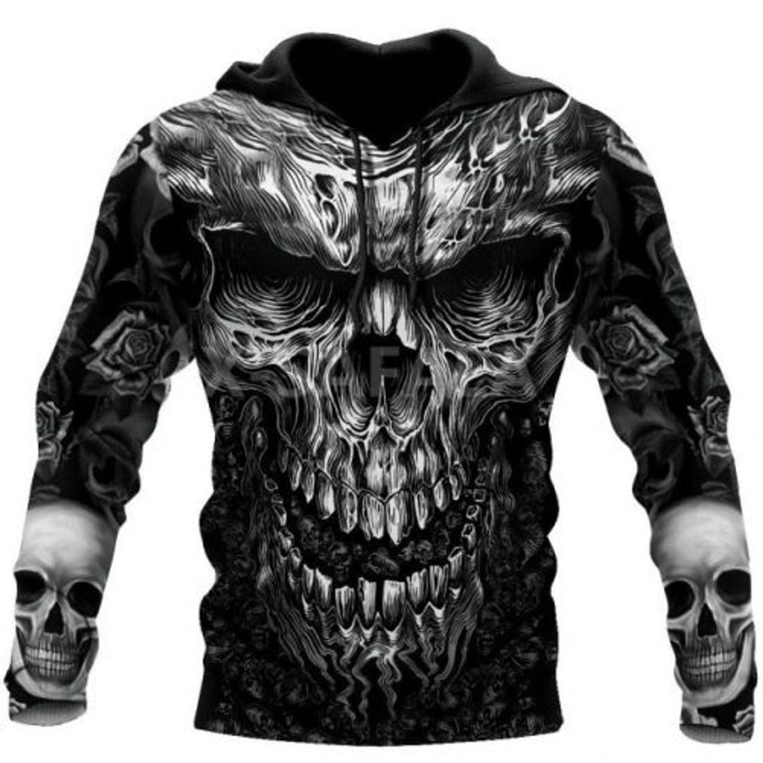 FUNSTUFFPRINT Trippy Black Skull Head 3D Hoodie 3D Hoodie and Zip Hoodie