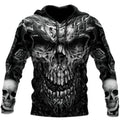 FUNSTUFFPRINT Trippy Black Skull Head 3D Hoodie 3D Hoodie and Zip Hoodie