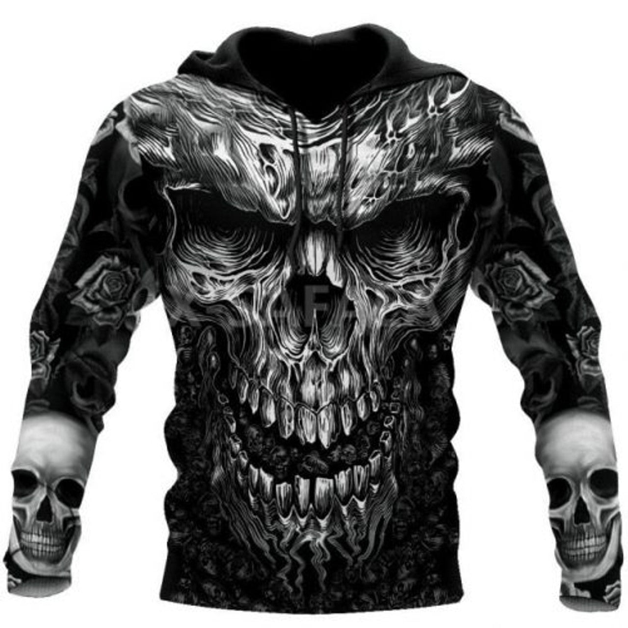 FUNSTUFFPRINT Trippy Black Skull Head 3D Hoodie 3D Hoodie and Zip Hoodie