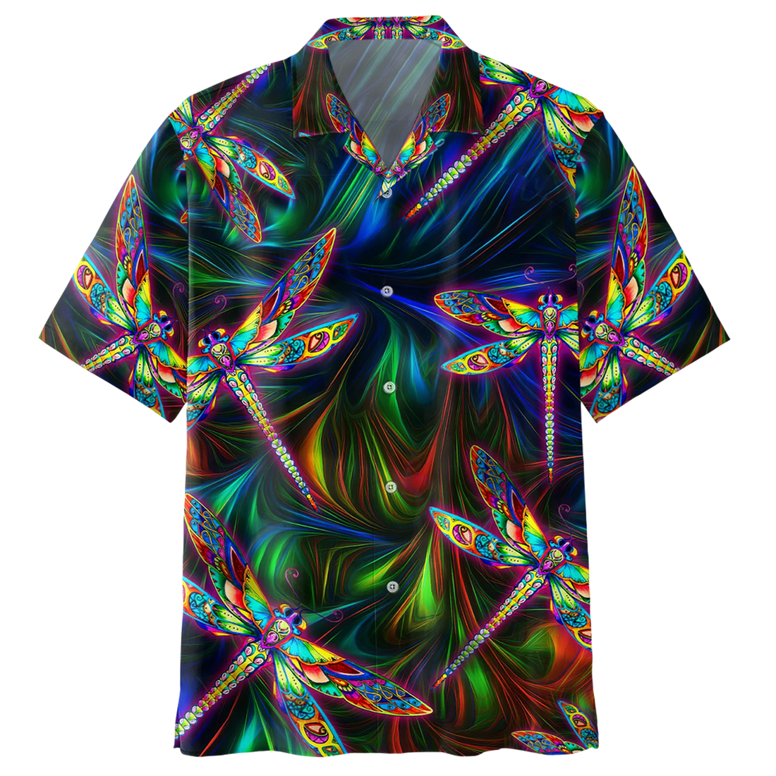 Trippy Colorful Dragonfly Psychedelic Hippie Hawaiian Shirt