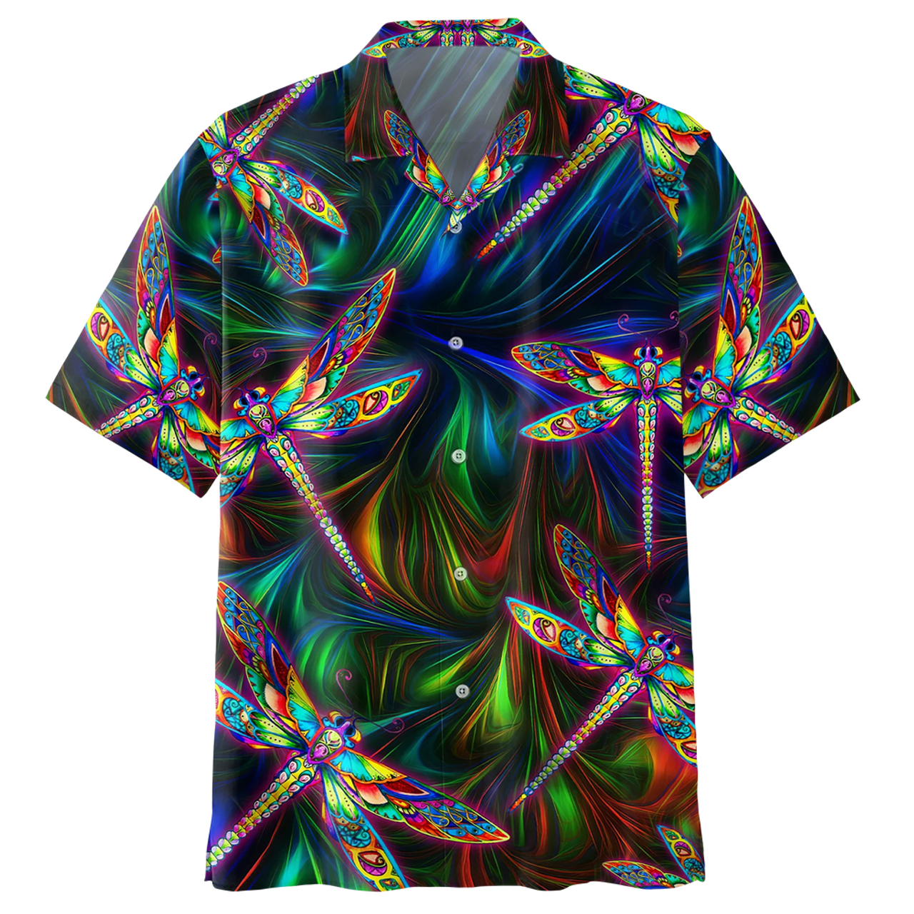 Trippy Colorful Dragonfly Psychedelic Hippie Hawaiian Shirt