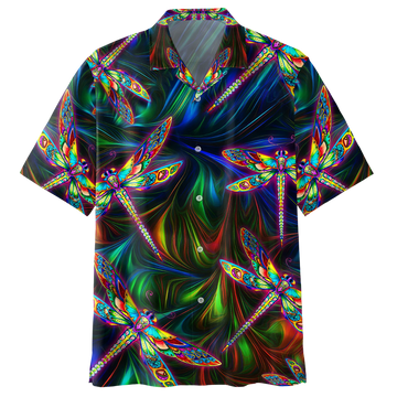 Trippy Colorful Dragonfly Psychedelic Hippie Hawaiian Shirt