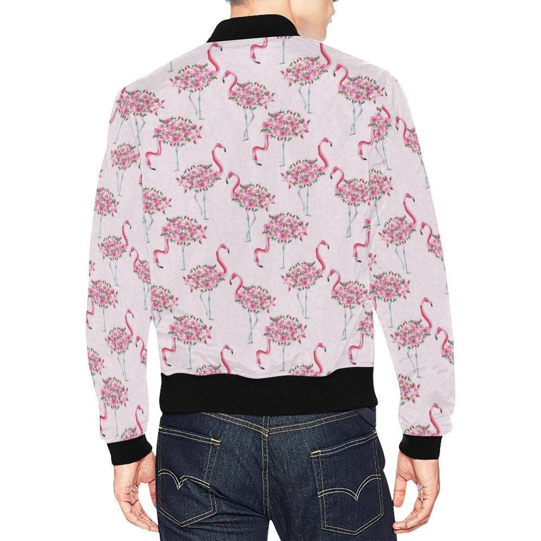 FUNSTUFFPRINT Tropical Flamingo Hawaiian Floral Pattern Print Mens 3D Bomber Jacket