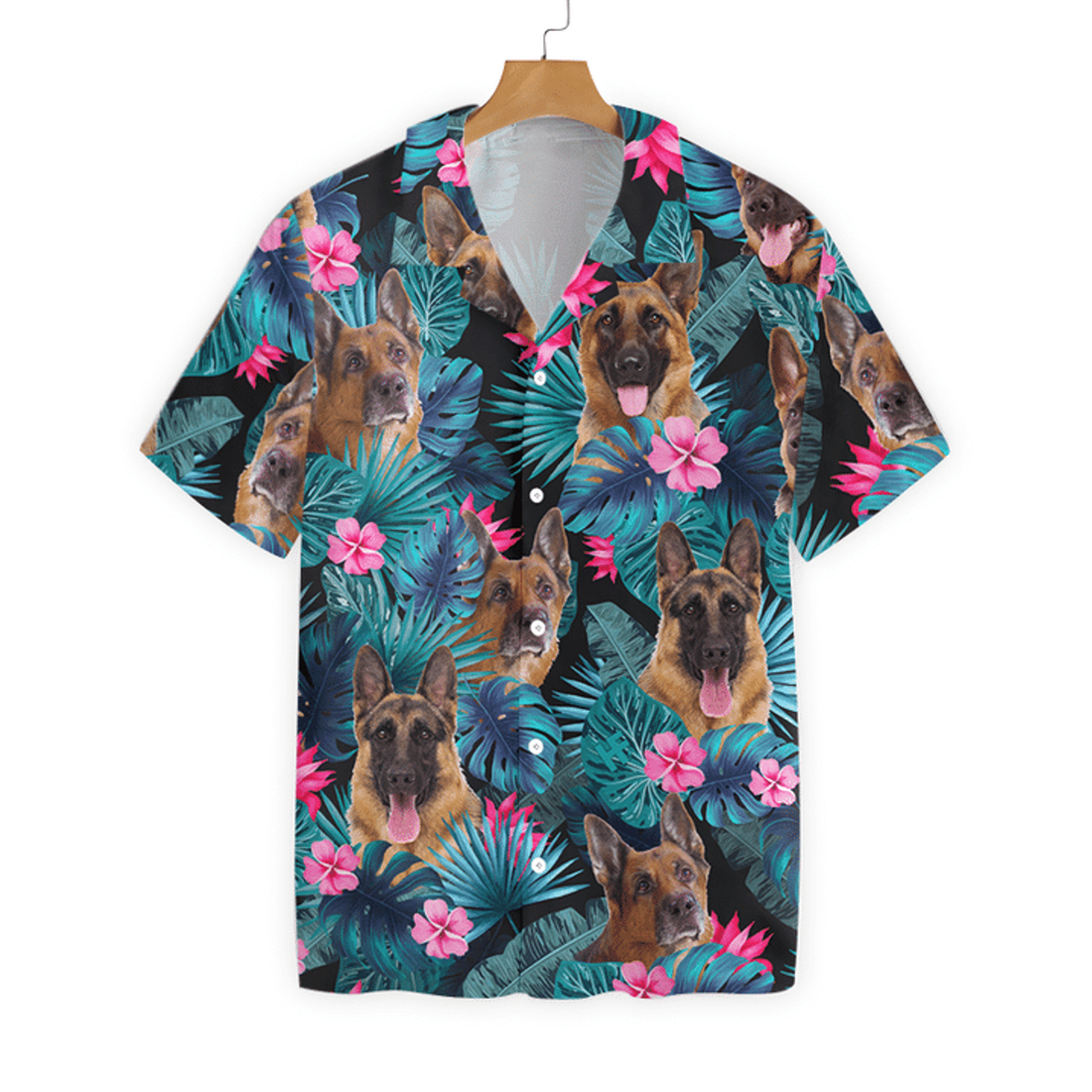 Tropical German Shepherd Dog Pattern Hawaiian Shirt