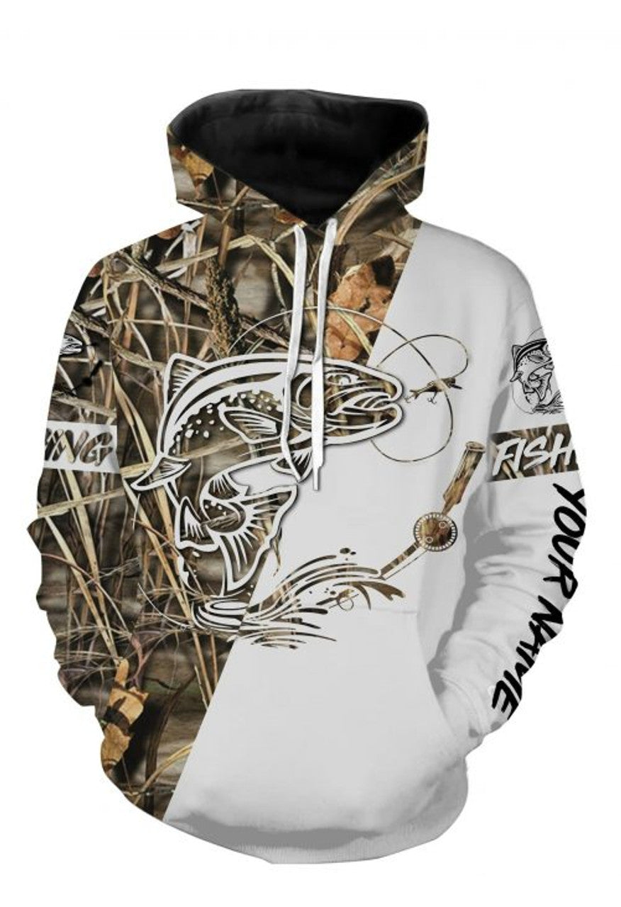 FUNSTUFFPRINT Personalized Fishing 3D All Over Hoodie Trout Camo 3D Hoodie and Zip Hoodie
