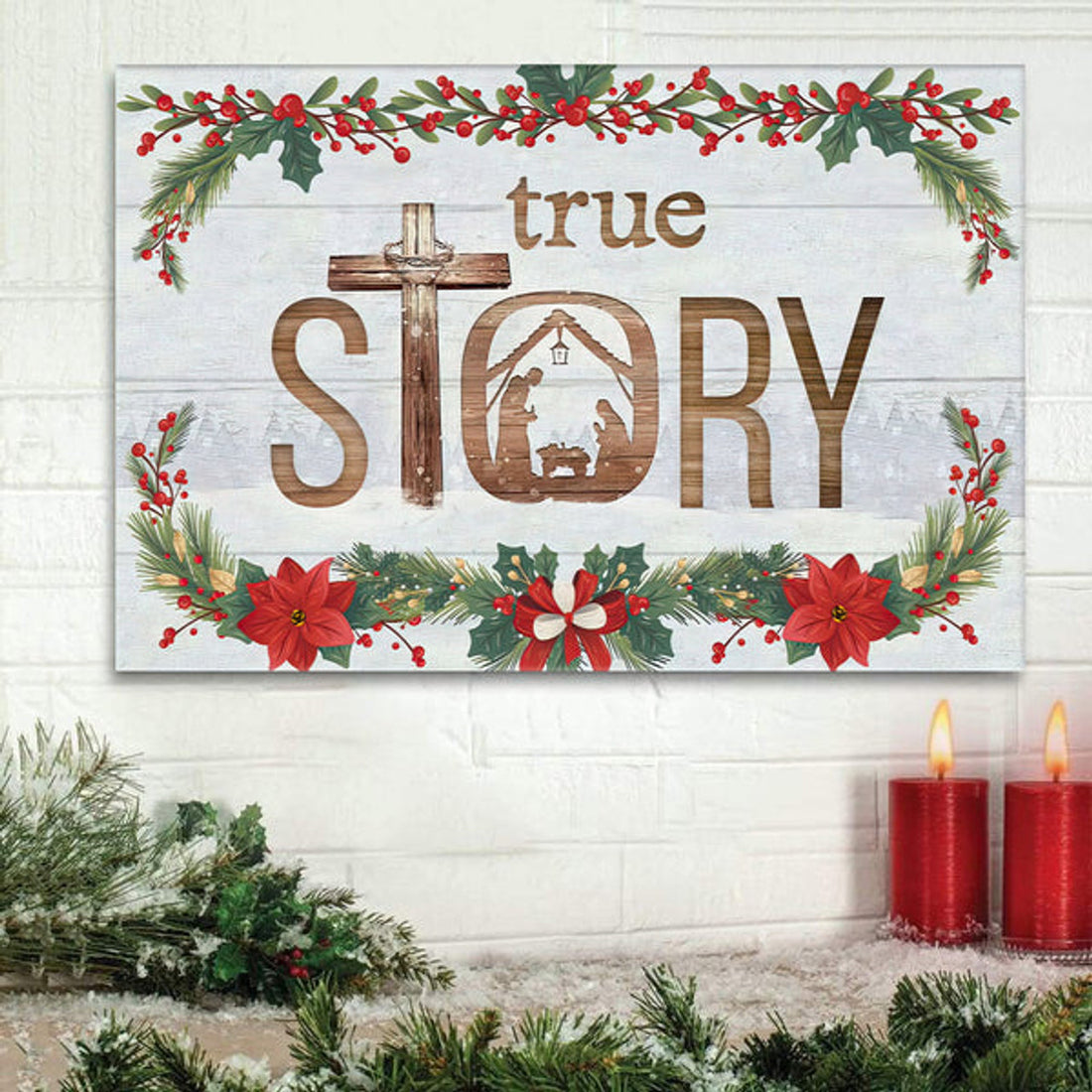 True Story Jesus Born In A Manger Christmas Wall Art Canvas - Painting On Canvas - Poster To Print