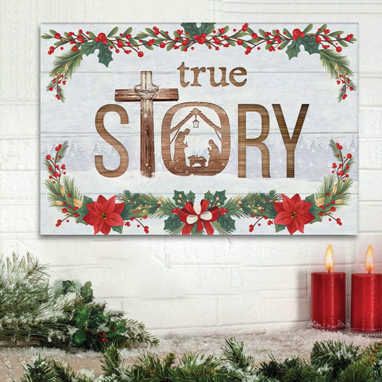 True Story Jesus Born In A Manger Christmas Wall Art Canvas - Painting On Canvas - Poster To Print