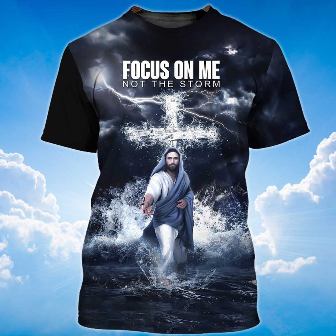 FUNSTUFFPRINT 3D Jesus Shirts Focus On Me Not The Storm Christian 3D T-shirt