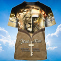 FUNSTUFFPRINT Jesus Is The Key To Heaven T-Shirt Jesus And Lion Shirt For Men Women 3D T-shirt