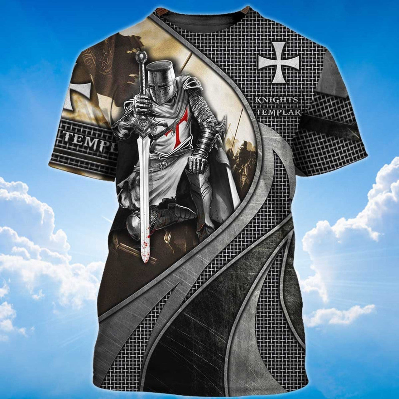 FUNSTUFFPRINT Knight Templar Man Of God Warrior Of Christ 3D T-shirt