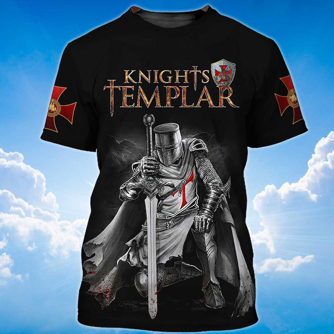 FUNSTUFFPRINT Knights Templar Pain Is Your Friend T-Shirt Templar Warrior Shirt Men Women 3D T-shirt