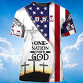 FUNSTUFFPRINT One Nation Under God Patriotic American Flag Pattern Shirt Men Women 3D T-shirt