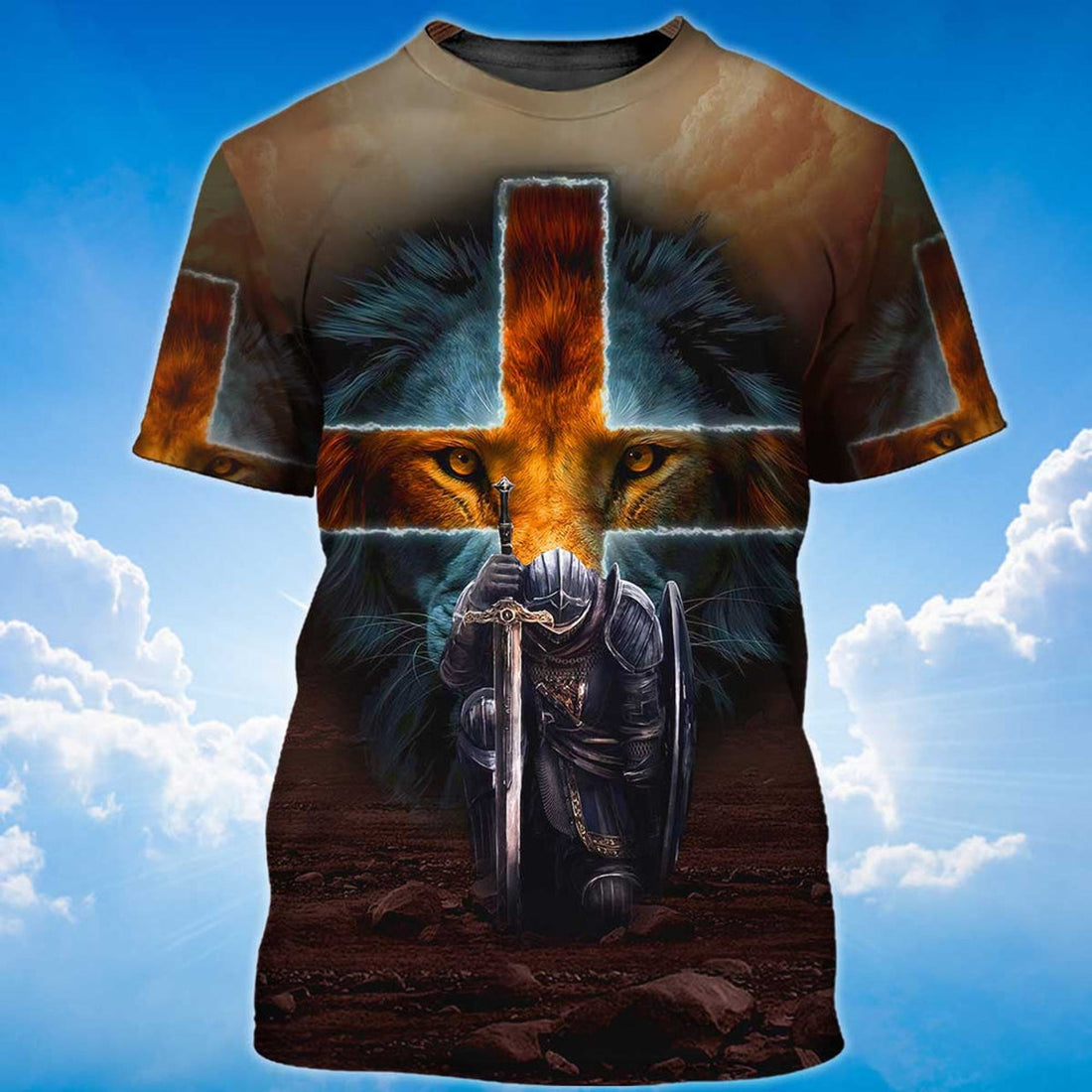 FUNSTUFFPRINT Knight Templar Christian Who Strengthens Me 3D T-shirt
