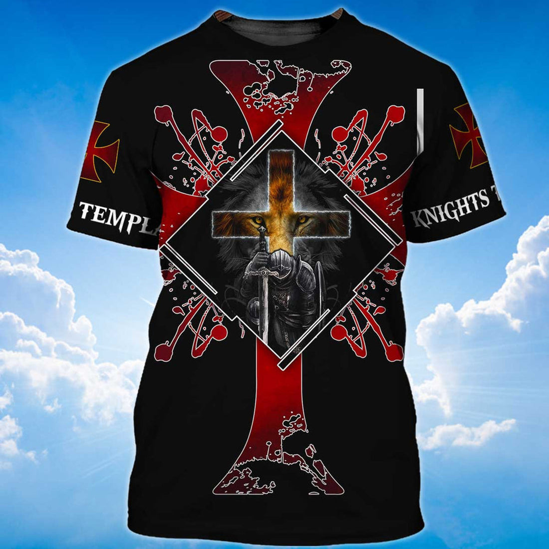 FUNSTUFFPRINT Knights Templar Tee Shirts I Fear No Evil 3D All Over Print 3D T-shirt