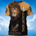 FUNSTUFFPRINT August King The Lion T-Shirt Gift For August Birthday Men 3D T-shirt