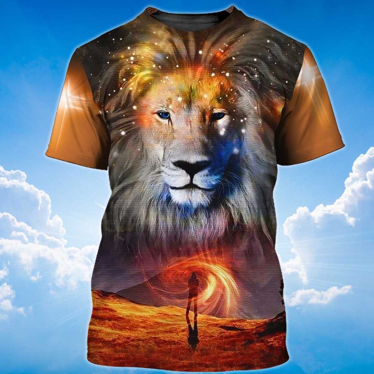 FUNSTUFFPRINT I Can Do All Things Through Christ Lion Cross 3D T-Shirt