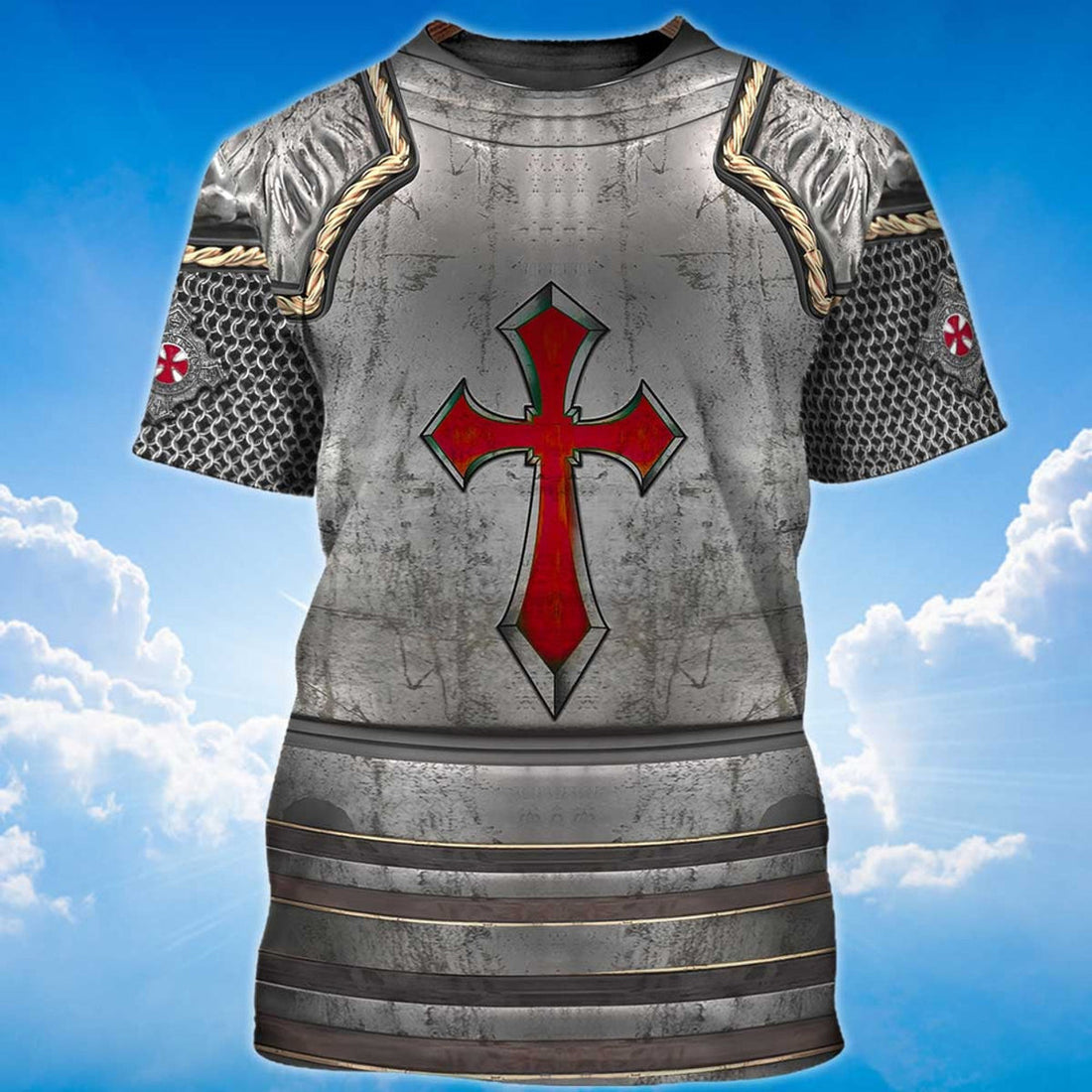 FUNSTUFFPRINT Best Knight Templar Warrior Armor 3D T-shirt