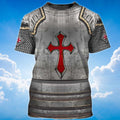 FUNSTUFFPRINT Best Knight Templar Warrior Armor 3D T-shirt