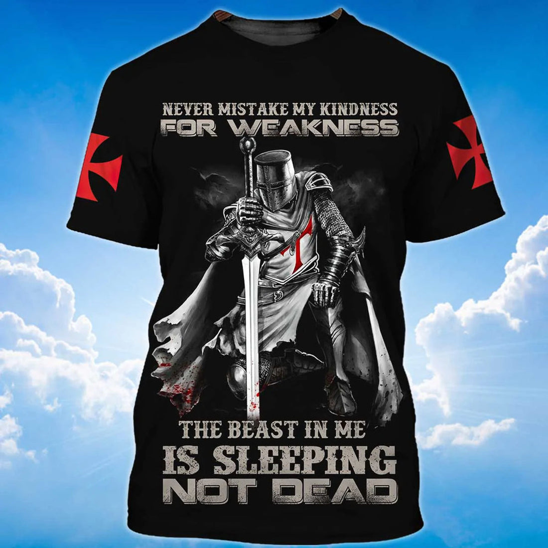 3D All Over Print Black Knights Templar Shirt The Beast In Me Is Sleeping Not Dead T-Shirt