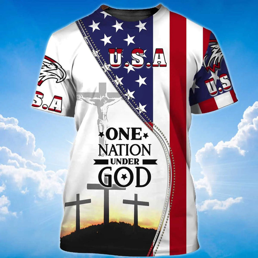 One Nation Under God Patriotic American Flag Pattern Shirt Men Women