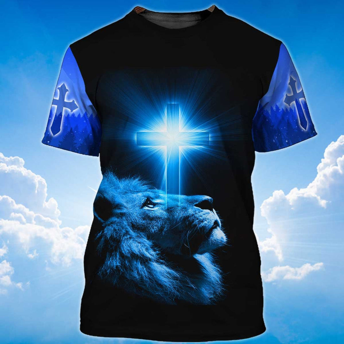 FUNSTUFFPRINT Way Maker Miracle Worker Lion And Light Cross 3D T-shirt