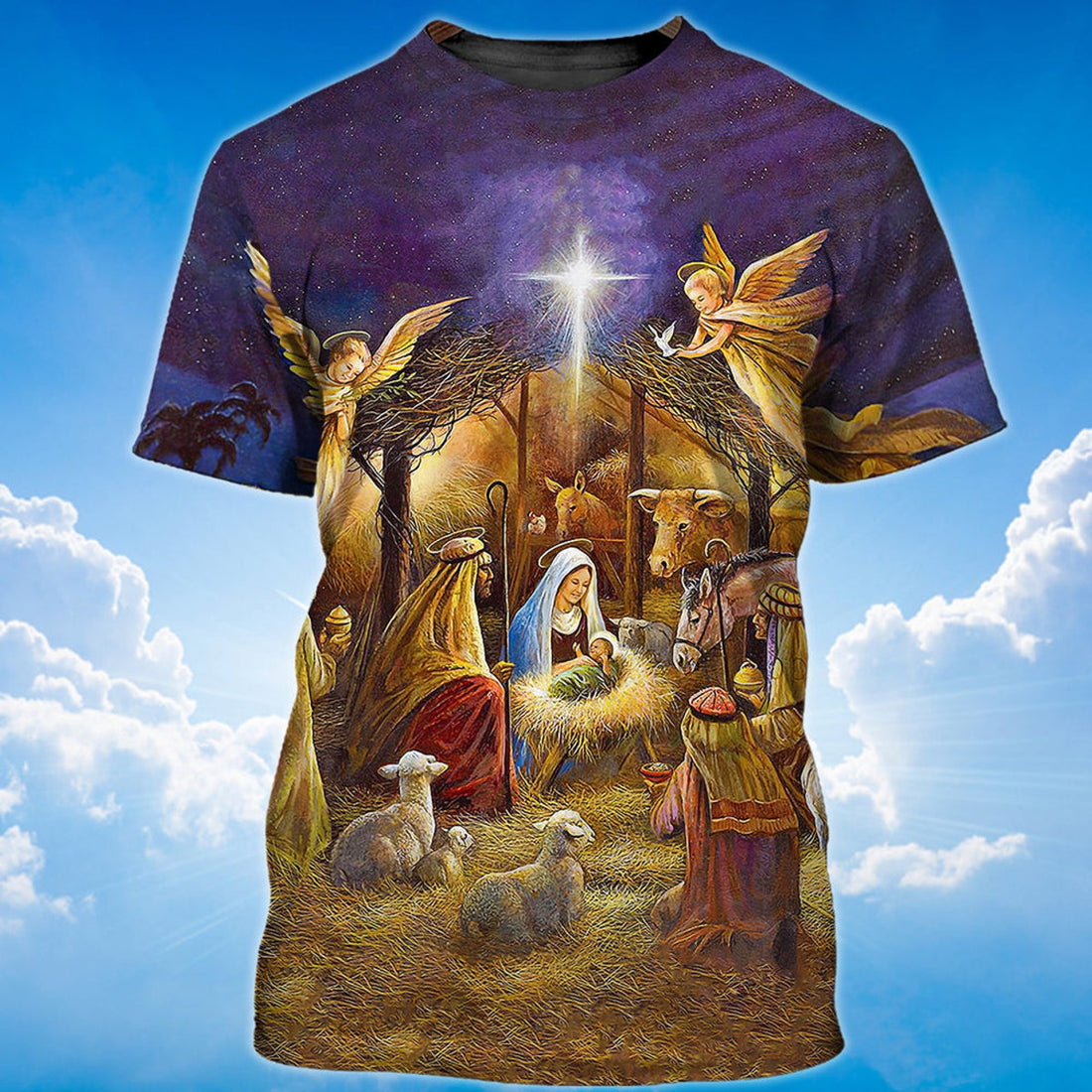 FUNSTUFFPRINT When God Was Born T-Shirt 3D God Shirt For Noel Christmas 3D T-shirt