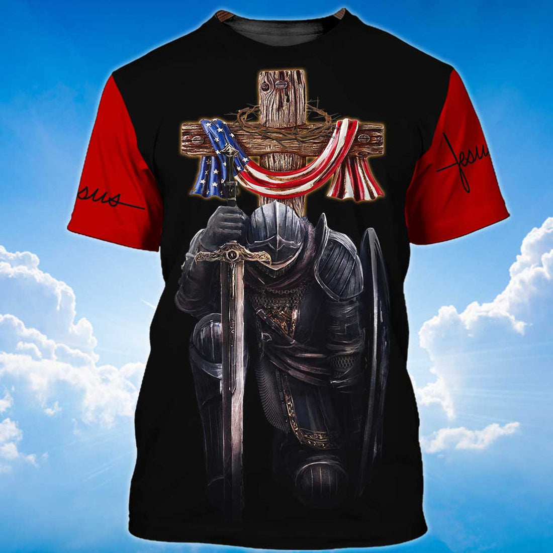 FUNSTUFFPRINT Knight Templar 3D All Over Print Unisex 3D T-shirt