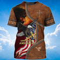 FUNSTUFFPRINT God Bless America Eagle America Flag T-Shirt God Bless Shirts 3D T-shirt