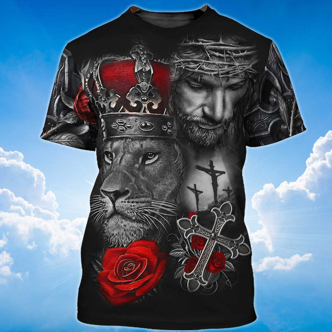 FUNSTUFFPRINT Knight Templar Lion A Child Of God 3D T-shirt