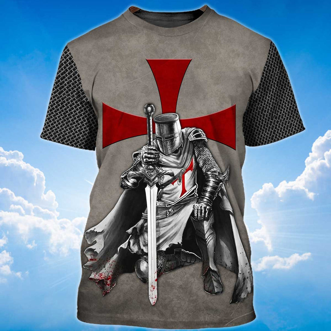 FUNSTUFFPRINT Knight Templar A Child Of God, A Man Of Faith 3D T-shirt